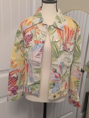 Chico Tropical Floral Cotton Jacket - Women's Multicolor Jean Jacket